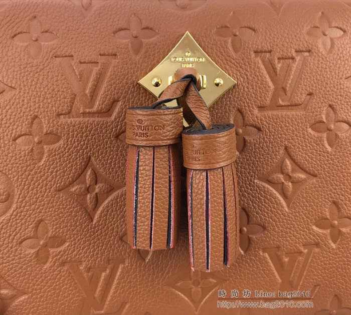 路易威登LV女包 頂級原單 Saintonge 手袋 Monogram Empreinte壓紋皮革 趣味抽穗 金色金屬件 肩背斜挎包  ydh2647